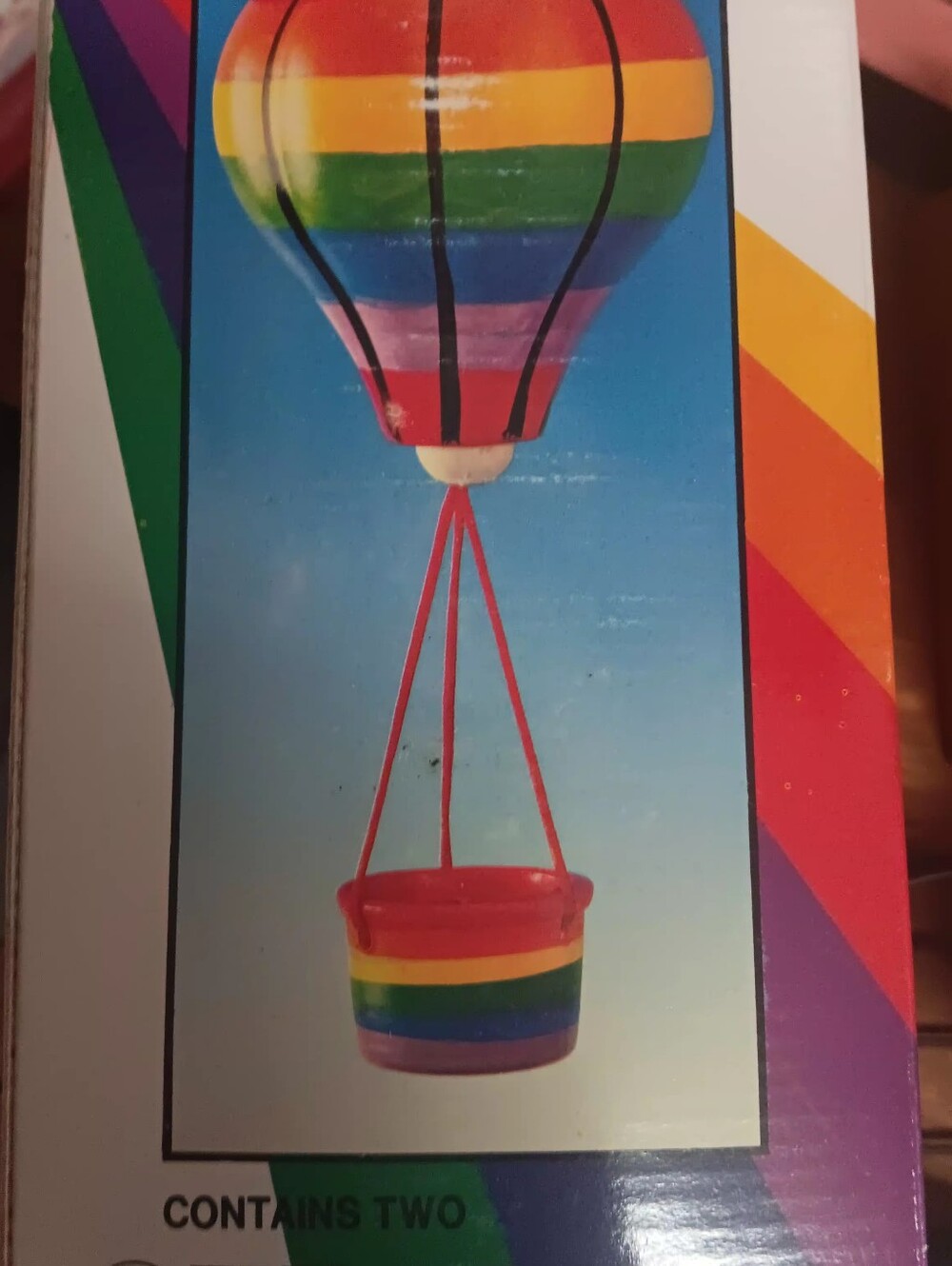 Vintage Rainbow Hot Air Balloon Hanging Decorations - Multi-Color (Set of 2)